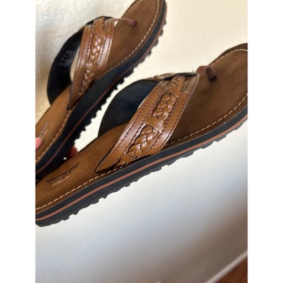 NWOT Clarks Fenner Nerice Leather Braided Flip Flops - Picture 3 of 5